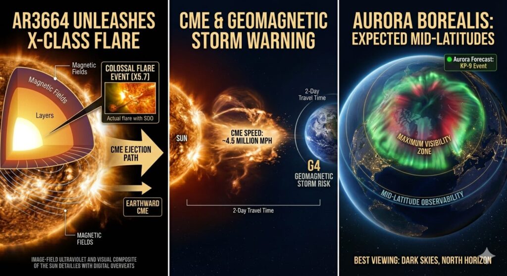 CELESTIAL FIRESTORM : Sun Unleashes Colossal Flare; Northern Lights Alert